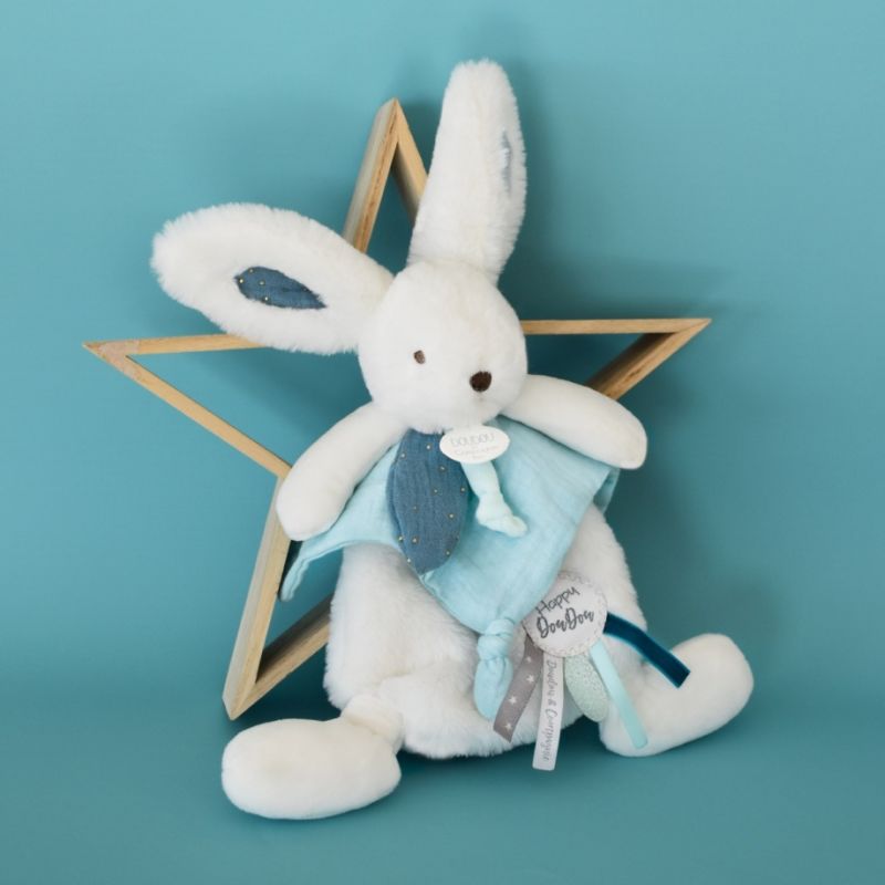  - happy - lapin pop bleu 25 cm 